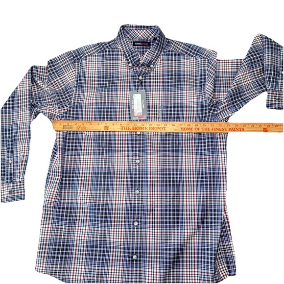 ROUNDTREE & YORKE Men Plaid travelSMART LT LG-Tall Shirt Red Blue  NWT $69 - Picture 9 of 9